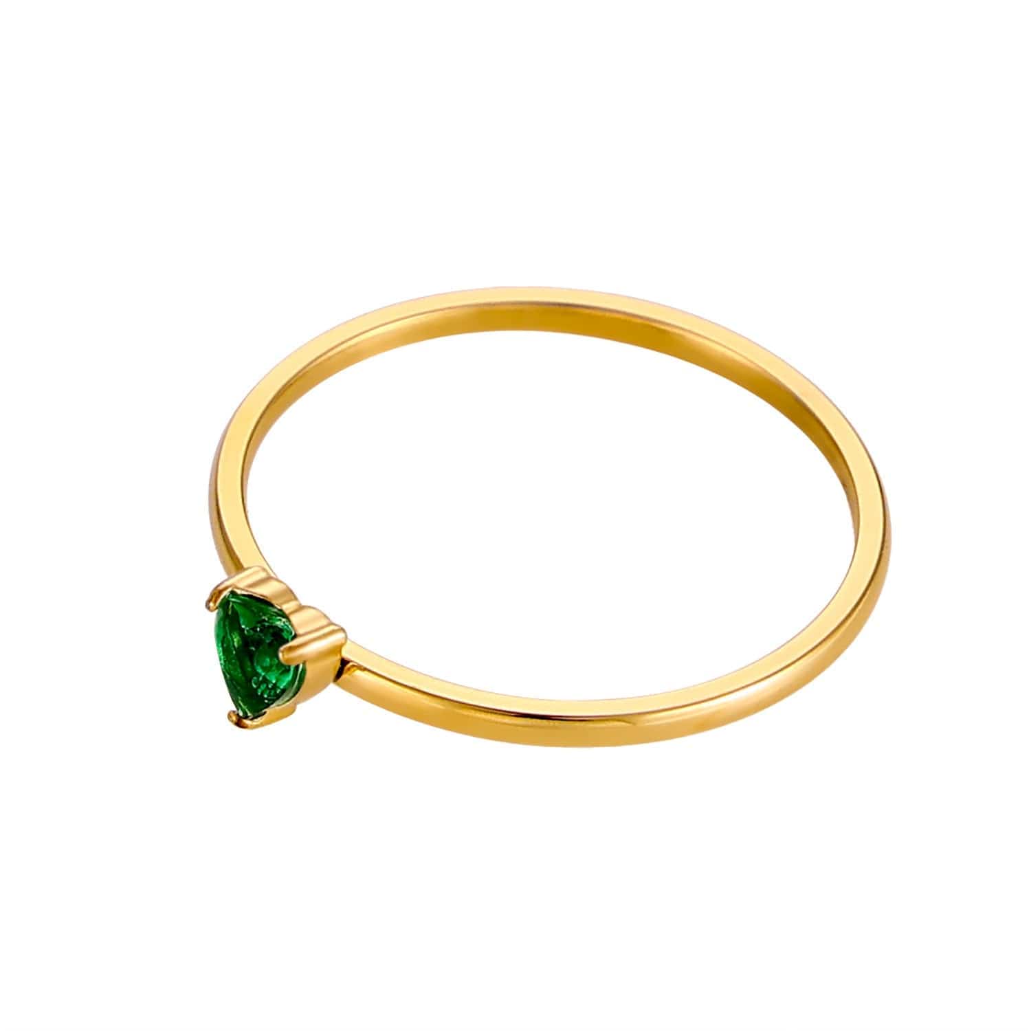 12-color Birthday Stone Birthday Stone Peach Heart Zircon Ring - Norellé