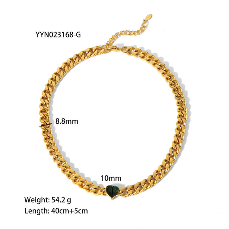 18K Gold-plated Inlaid Zircon Light Luxury Non-fading Stainless Steel Bracelet Necklace - Norellé