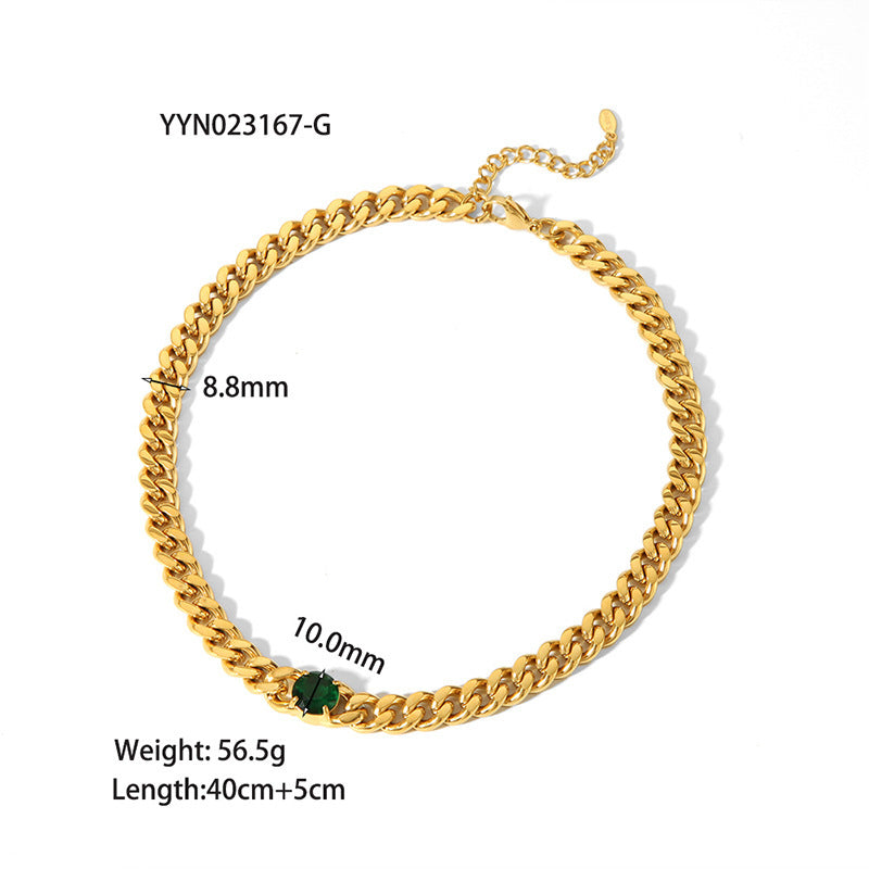 18K Gold-plated Inlaid Zircon Light Luxury Non-fading Stainless Steel Bracelet Necklace - Norellé