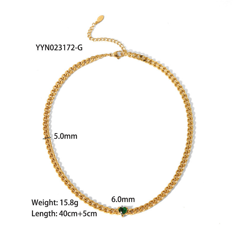 18K Gold-plated Inlaid Zircon Light Luxury Non-fading Stainless Steel Bracelet Necklace - Norellé