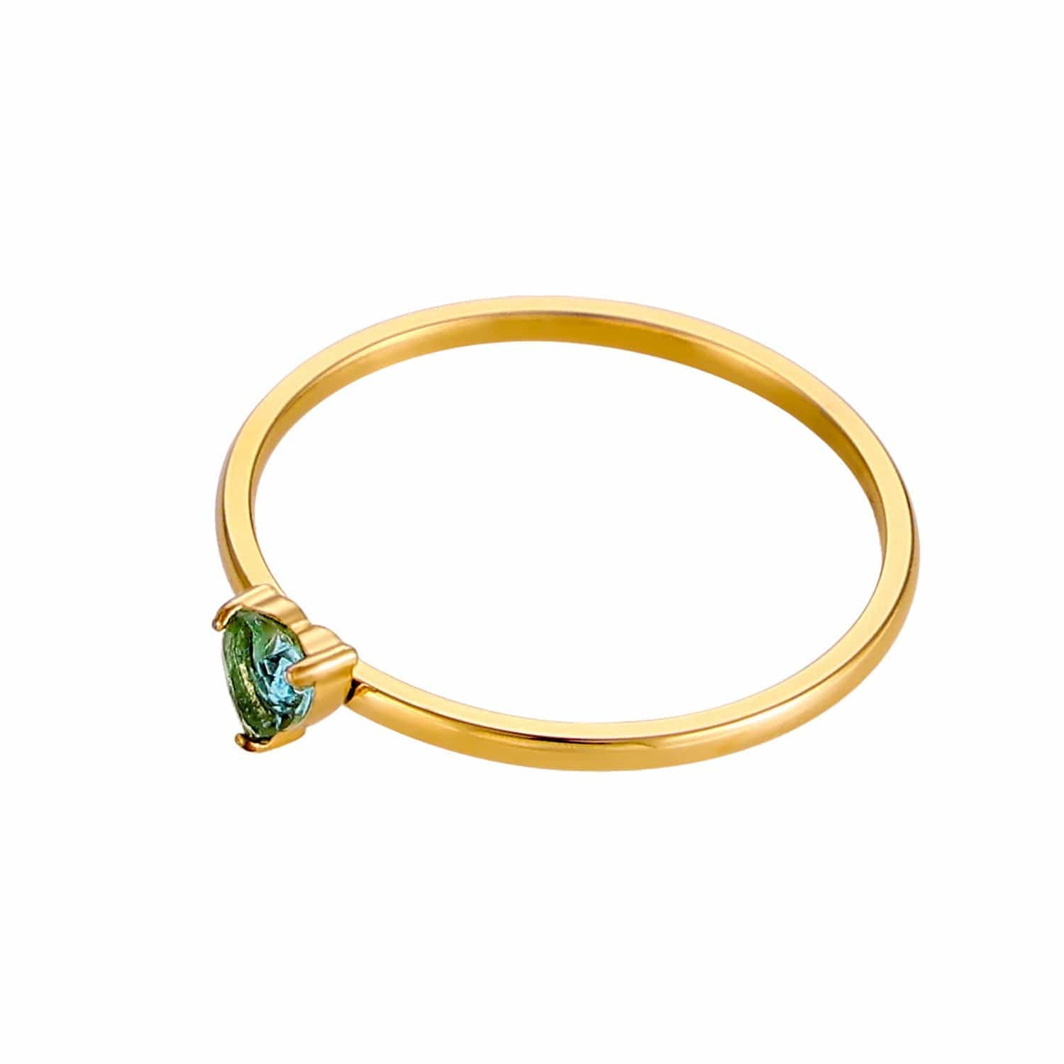 12-color Birthday Stone Birthday Stone Peach Heart Zircon Ring - Norellé