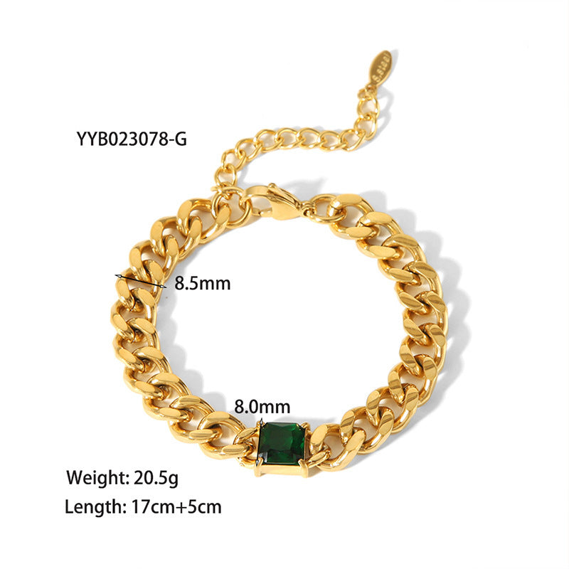18K Gold-plated Inlaid Zircon Light Luxury Non-fading Stainless Steel Bracelet Necklace - Norellé