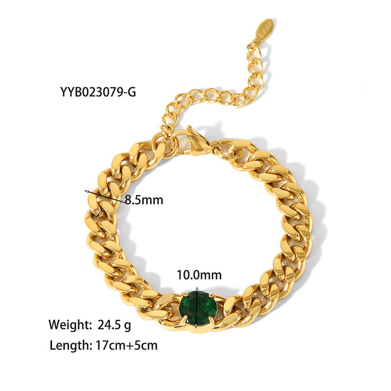 18K Gold-plated Inlaid Zircon Light Luxury Non-fading Stainless Steel Bracelet Necklace - Norellé