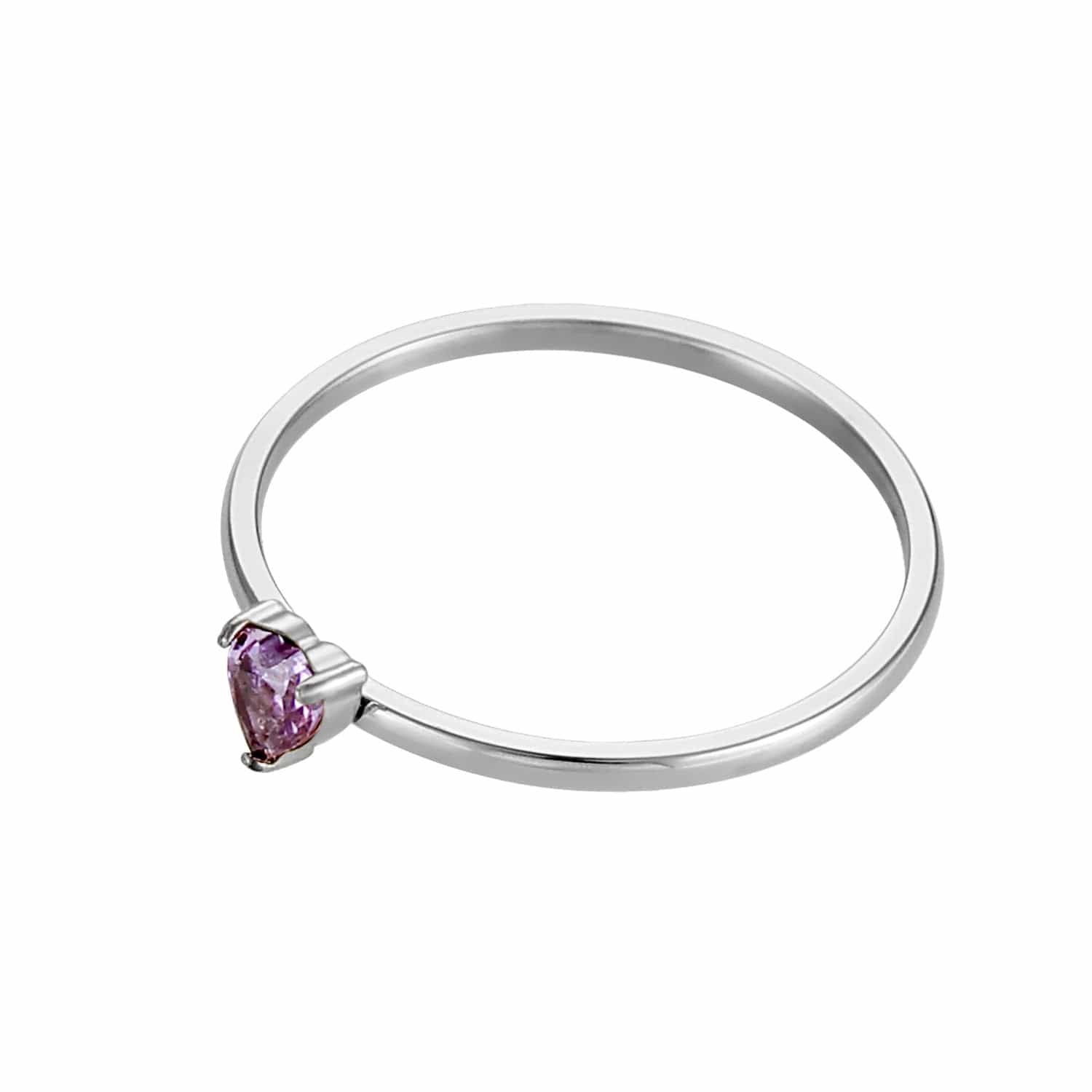 12-color Birthday Stone Birthday Stone Peach Heart Zircon Ring - Norellé