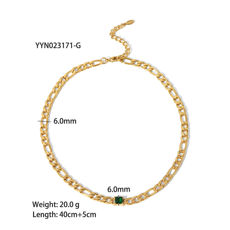 18K Gold-plated Inlaid Zircon Light Luxury Non-fading Stainless Steel Bracelet Necklace - Norellé