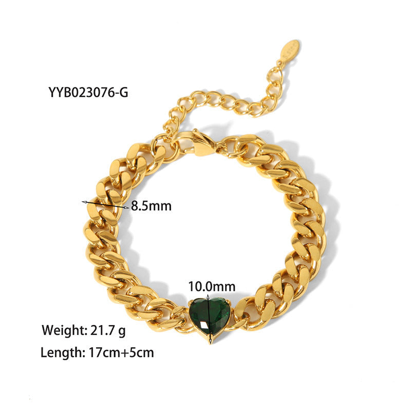 18K Gold-plated Inlaid Zircon Light Luxury Non-fading Stainless Steel Bracelet Necklace - Norellé