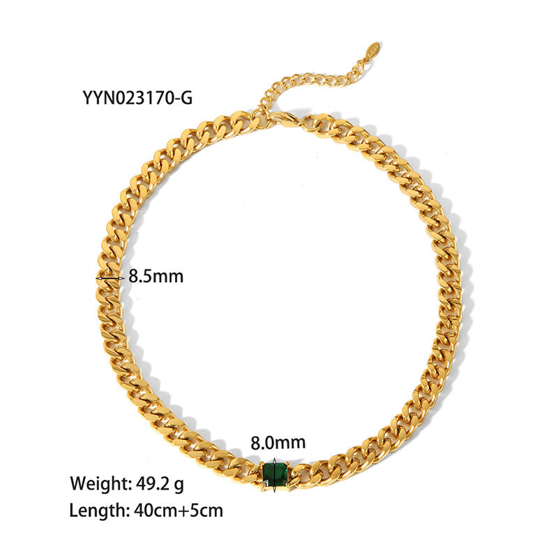 18K Gold-plated Inlaid Zircon Light Luxury Non-fading Stainless Steel Bracelet Necklace - Norellé