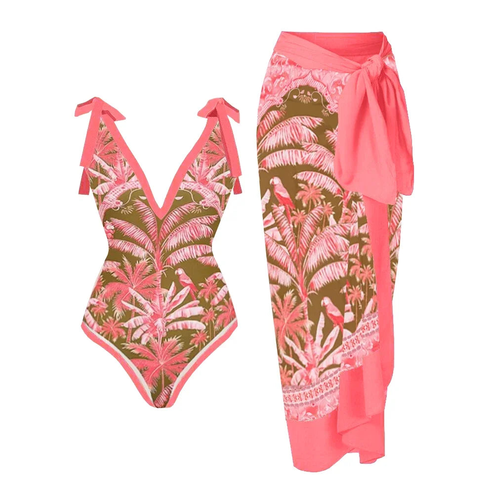 2PC Ruffe Bikini Set Women Swimwear Push Up Swimsuit Bottom Print Brazilian Biquini Bathing Suit - Norellé