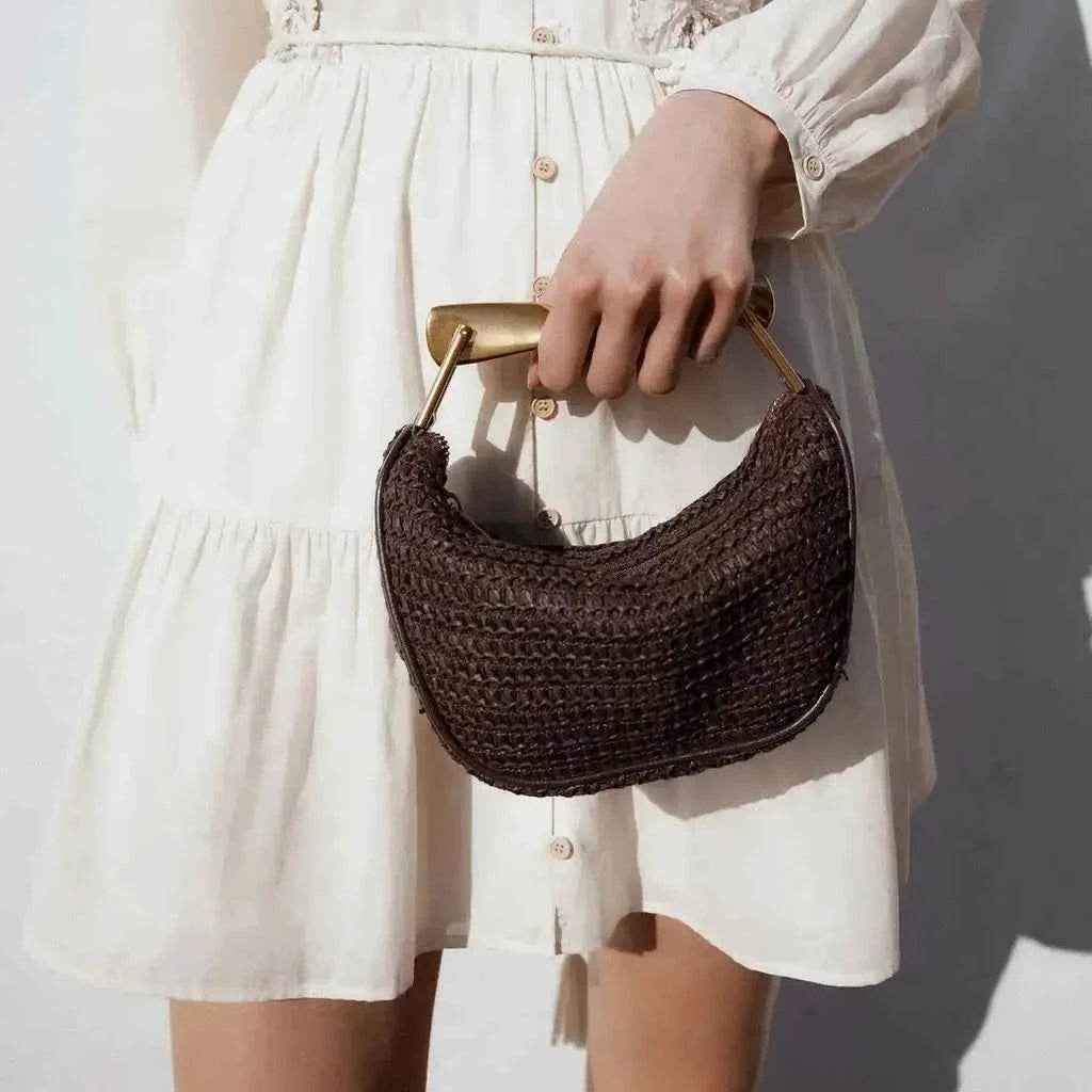 Half-Moon Beach Straw Shoulder Bags Women's