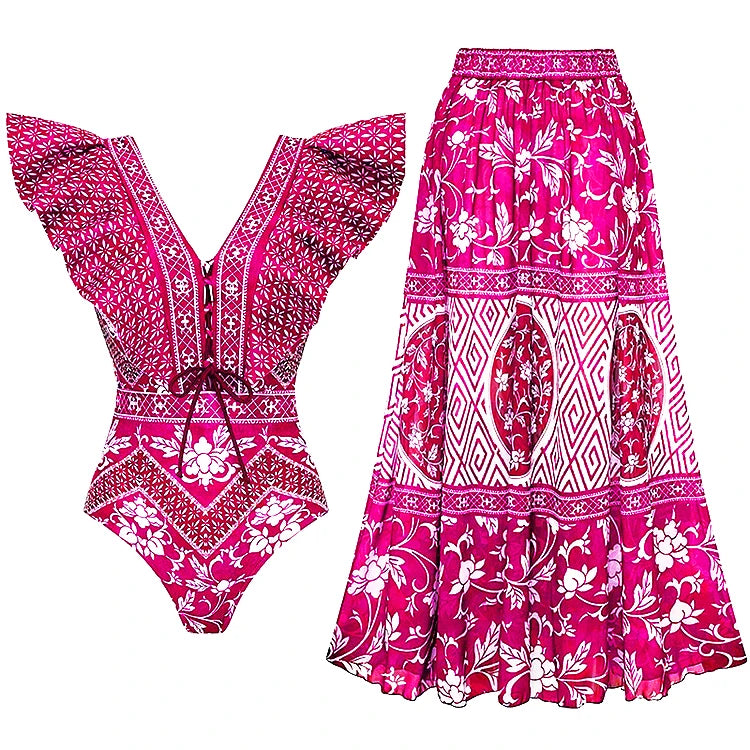 2PC Ruffe Bikini Set Women Swimwear Push Up Swimsuit Bottom Print Brazilian Biquini Bathing Suit - Norellé