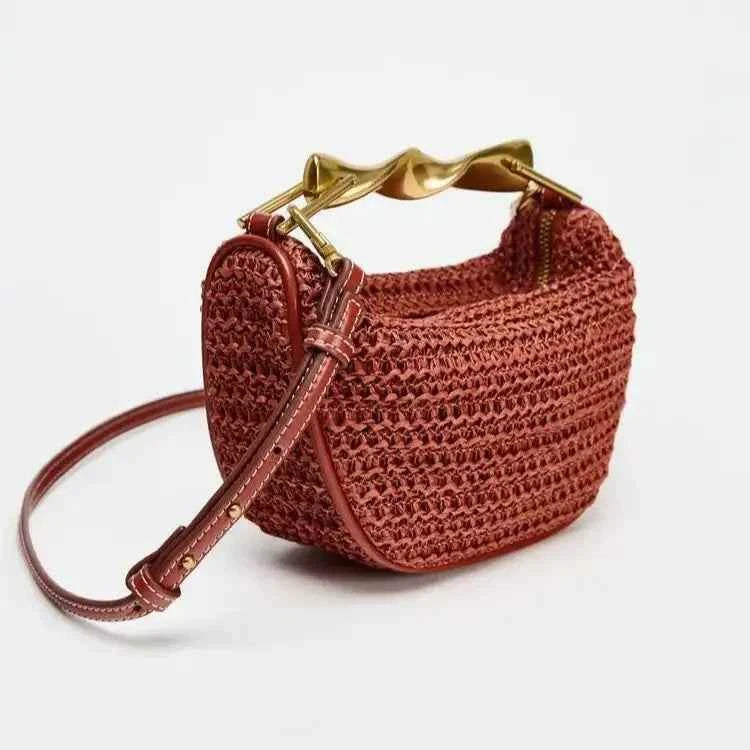 Half-Moon Beach Straw Shoulder Bags Women's