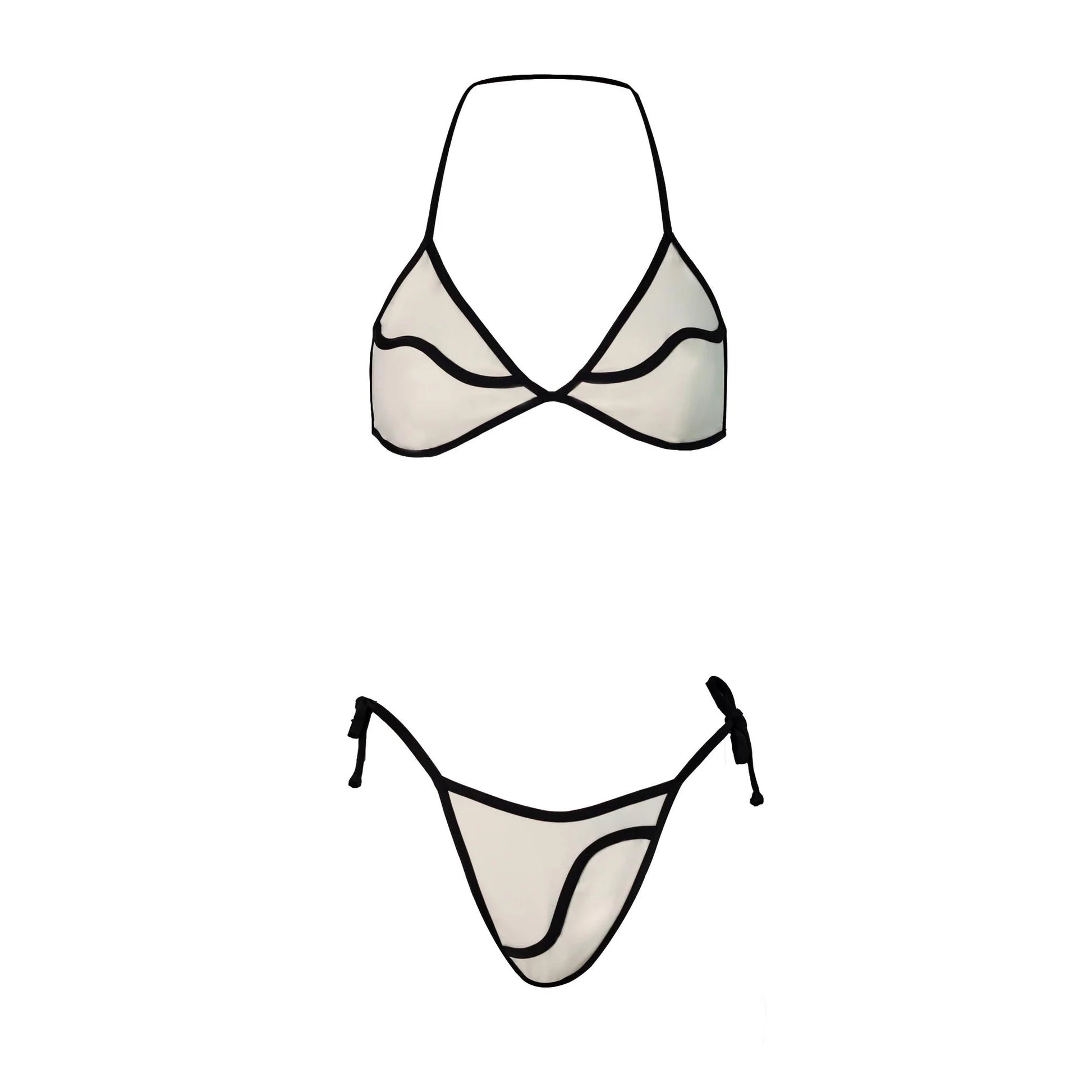 3 Pieces Bikini Set Black White Bikinis Women Swimsuit - Norellé