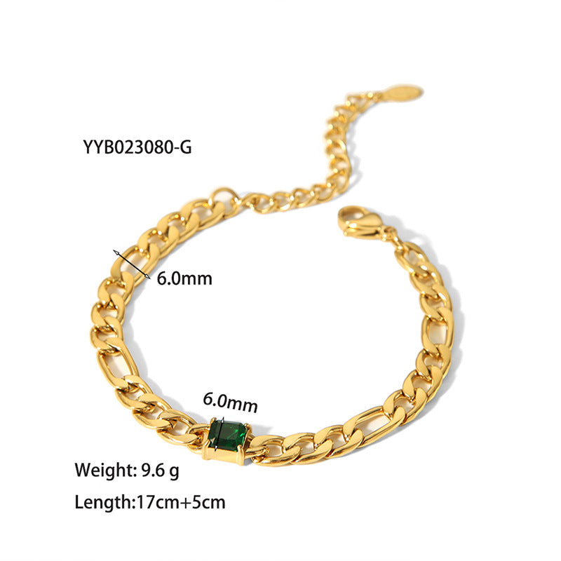 18K Gold-plated Inlaid Zircon Light Luxury Non-fading Stainless Steel Bracelet Necklace - Norellé