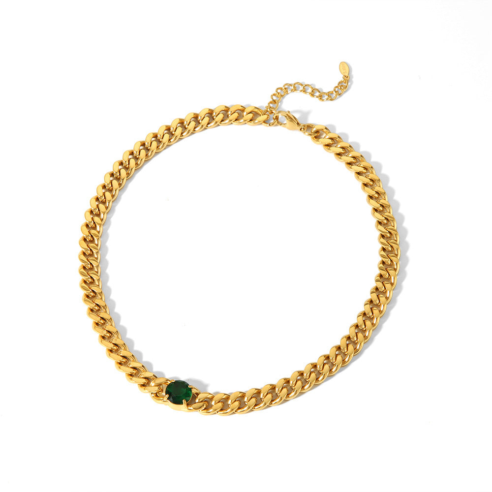 18K Gold-plated Inlaid Zircon Light Luxury Non-fading Stainless Steel Bracelet Necklace - Norellé