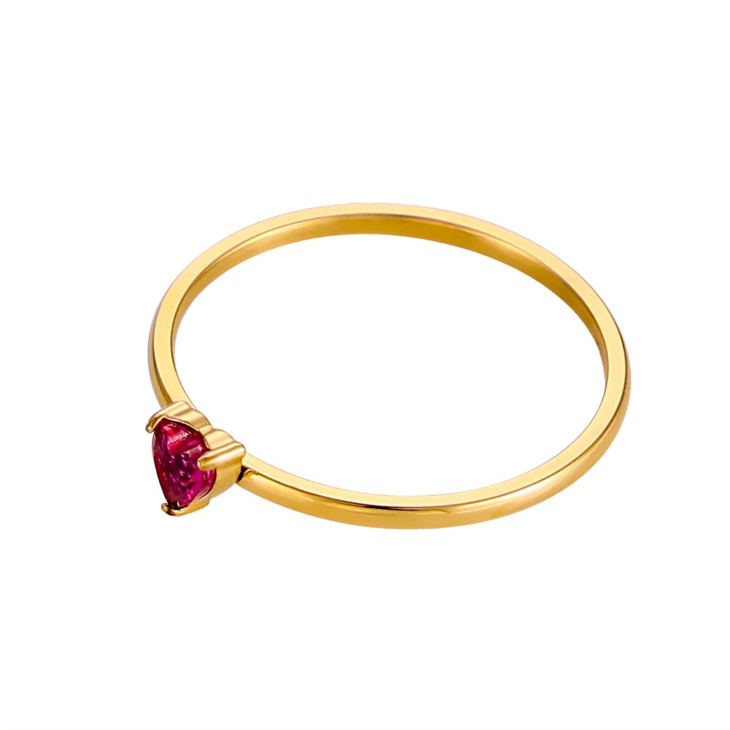 12-color Birthday Stone Birthday Stone Peach Heart Zircon Ring - Norellé