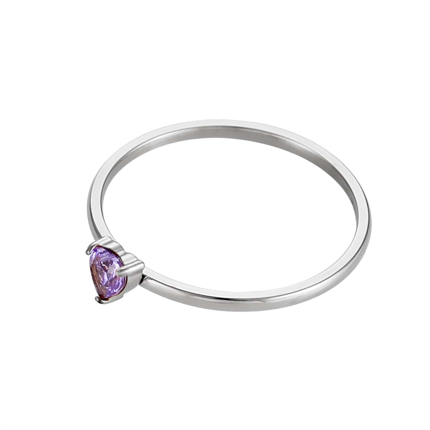 12-color Birthday Stone Birthday Stone Peach Heart Zircon Ring - Norellé