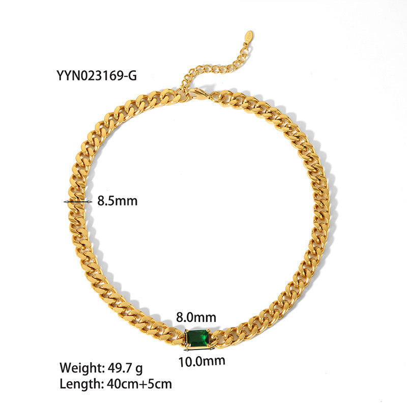 18K Gold-plated Inlaid Zircon Light Luxury Non-fading Stainless Steel Bracelet Necklace - Norellé
