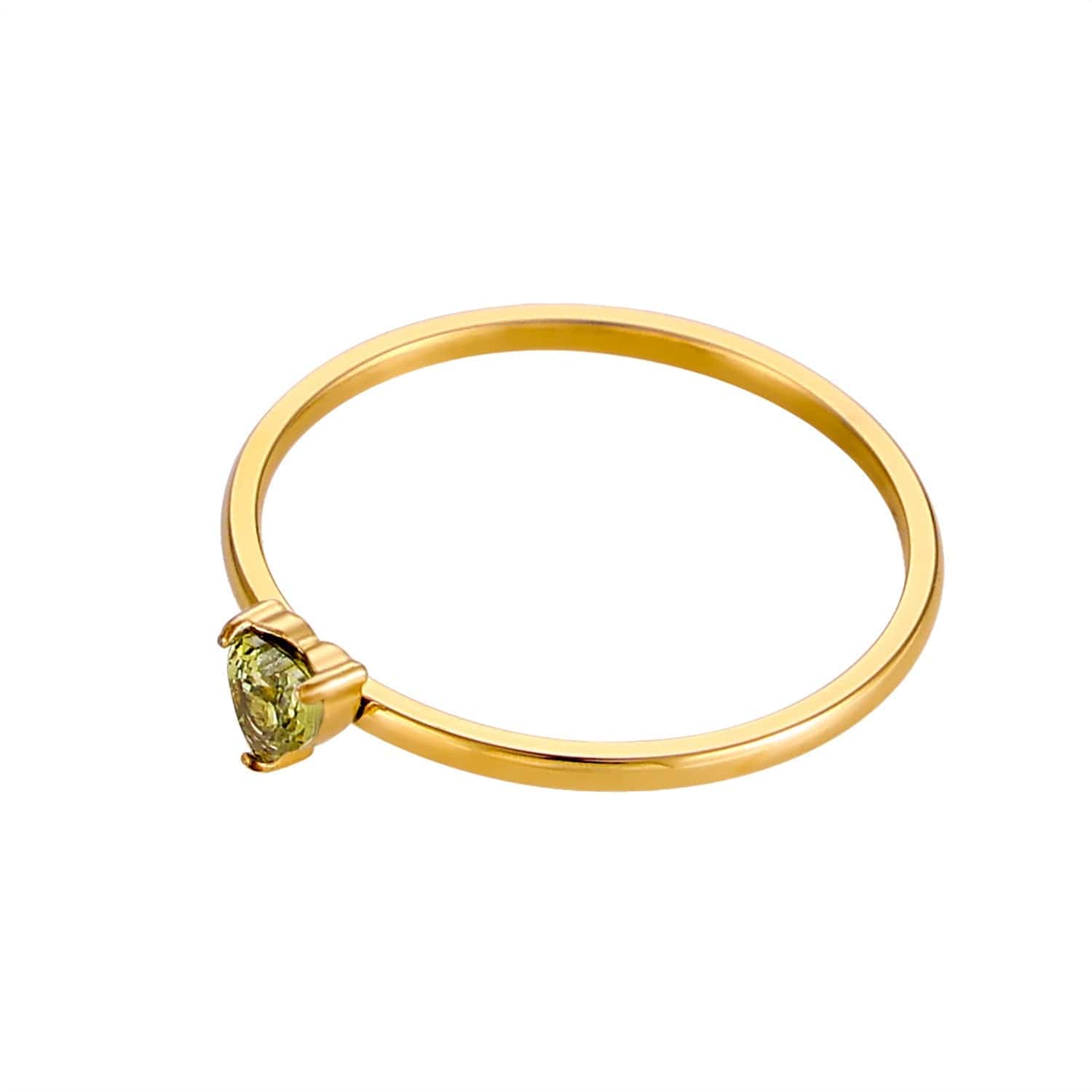 12-color Birthday Stone Birthday Stone Peach Heart Zircon Ring - Norellé