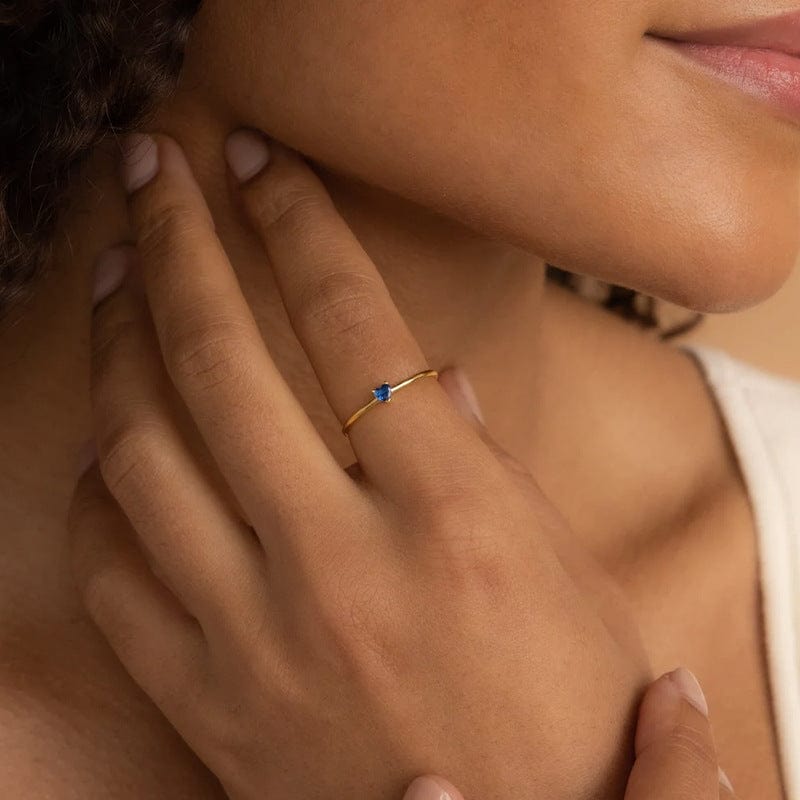 12-color Birthday Stone Birthday Stone Peach Heart Zircon Ring - Norellé