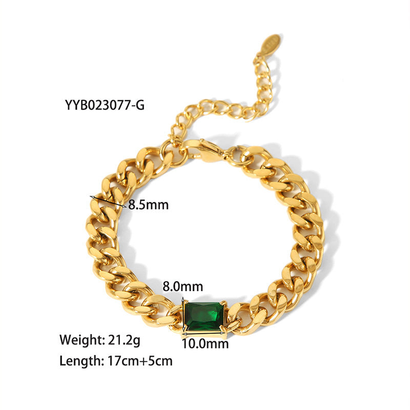18K Gold-plated Inlaid Zircon Light Luxury Non-fading Stainless Steel Bracelet Necklace - Norellé