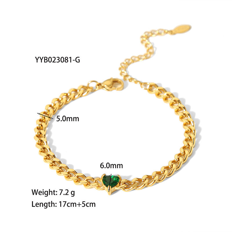 18K Gold-plated Inlaid Zircon Light Luxury Non-fading Stainless Steel Bracelet Necklace - Norellé