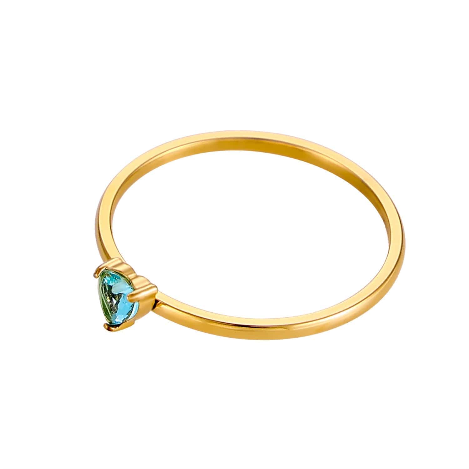12-color Birthday Stone Birthday Stone Peach Heart Zircon Ring - Norellé