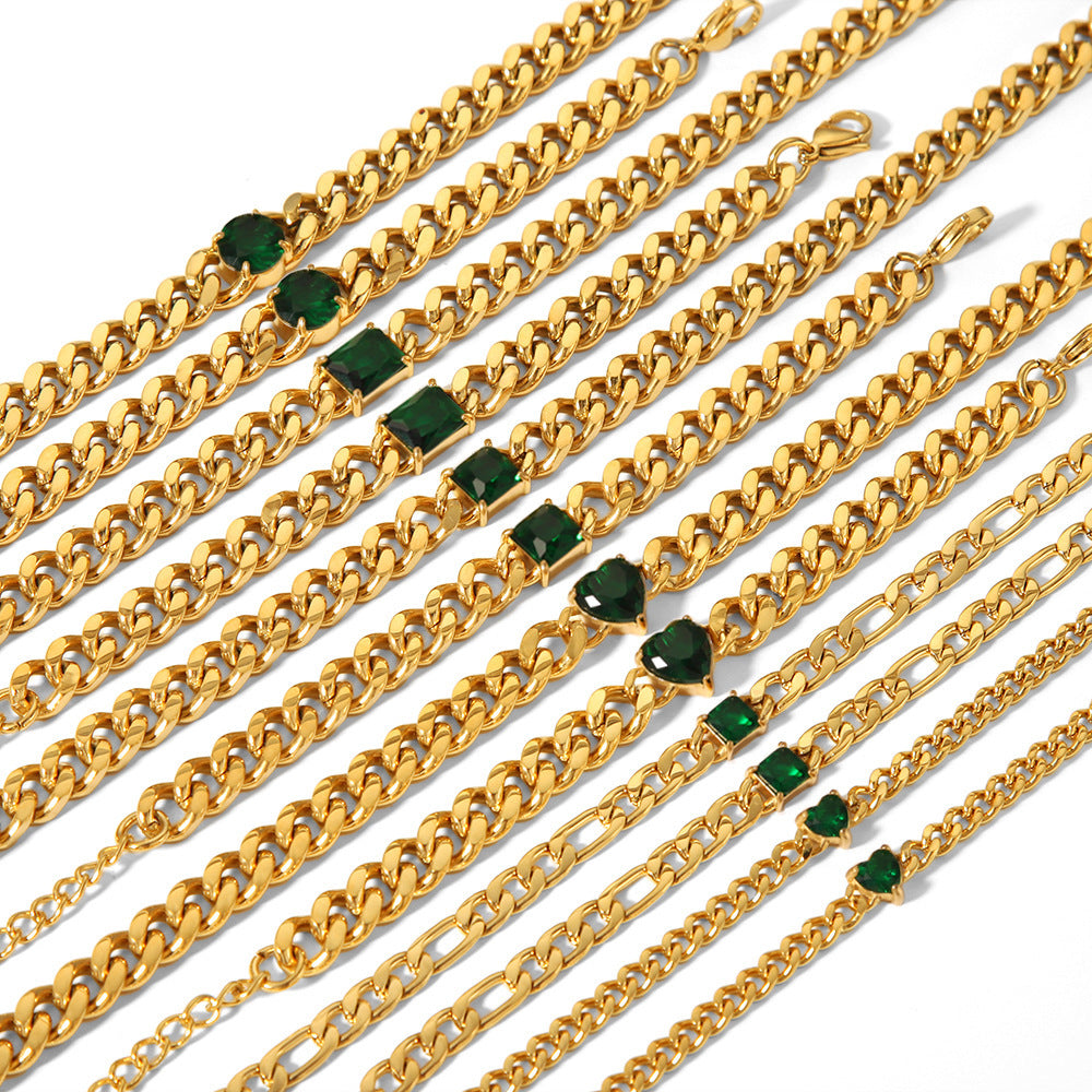 18K Gold-plated Inlaid Zircon Light Luxury Non-fading Stainless Steel Bracelet Necklace - Norellé