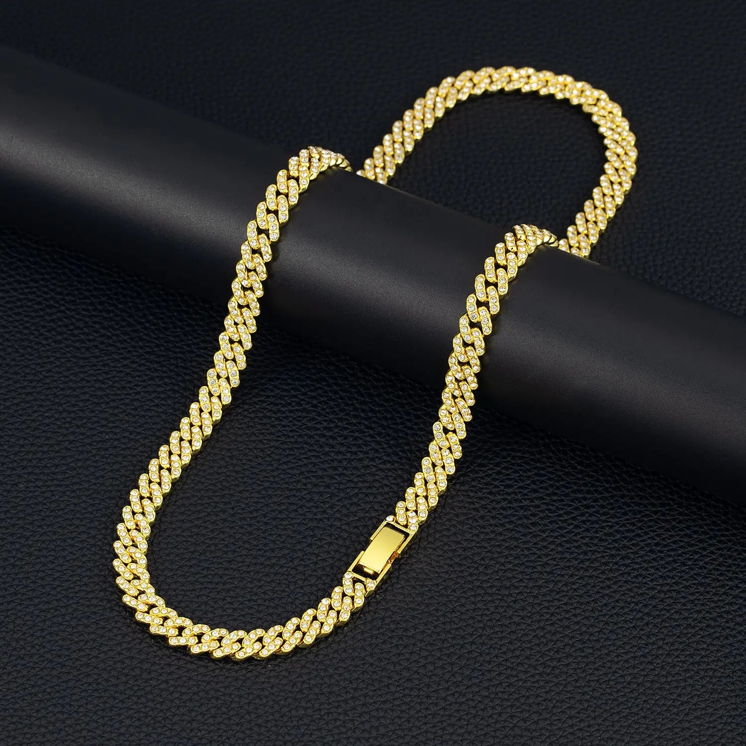 9mm Cuban Link Chain Alloy Single Row Drill Men's Necklace - Norellé
