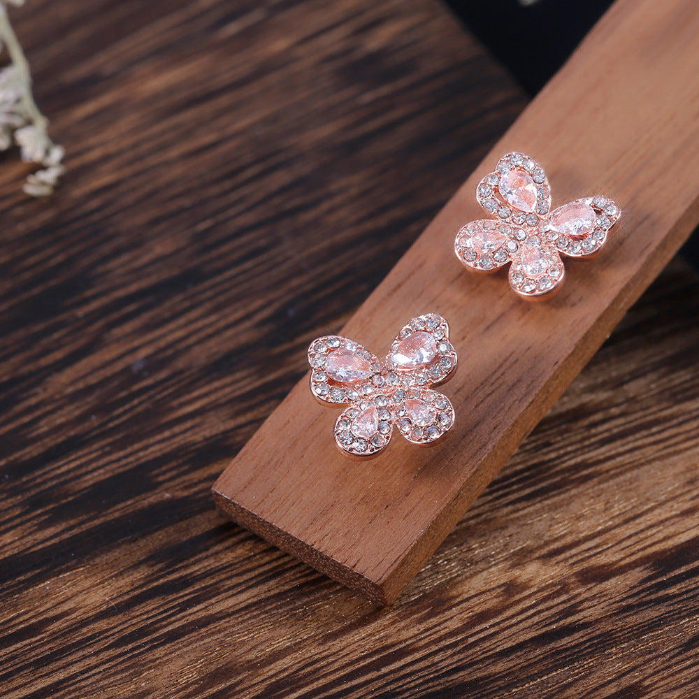 Girl Copper Spot Drill Butterfly Earrings - Norellé