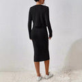 Front Button Cropped Top And Slim Fit Dress - Norellé