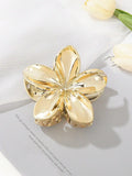1/2 Pcs Fashion Simple Shiny Egg Flower Hair Claws - 1 pcs gold