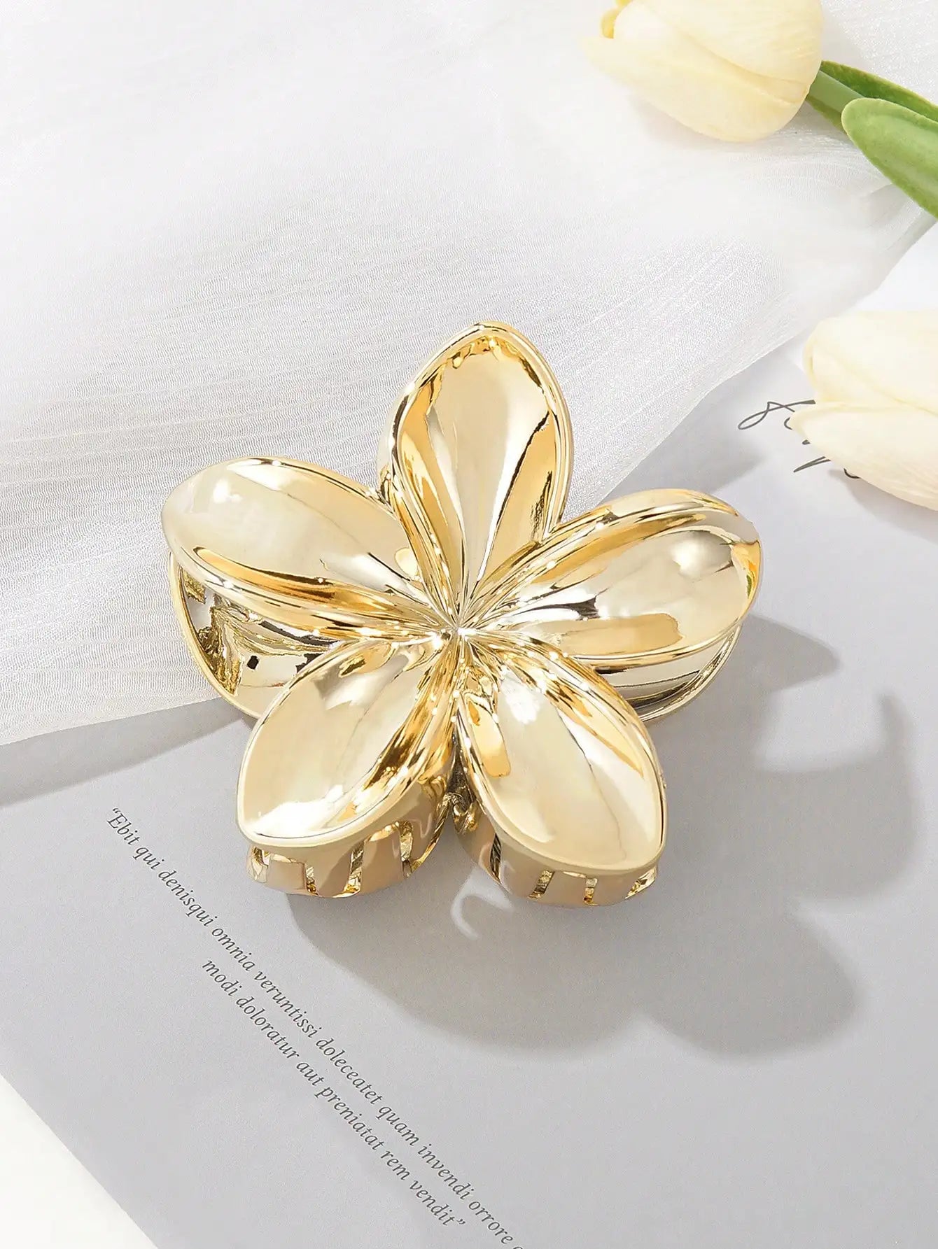1 Pcs Fashion Spray Painted Egg Flower Hair - pcs gold