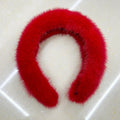 100% Real Mink Fur Headbands - red