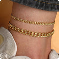 18K Gold Bold Cuban Link Chain Anklet Grinding Chain Fashion - Norellé