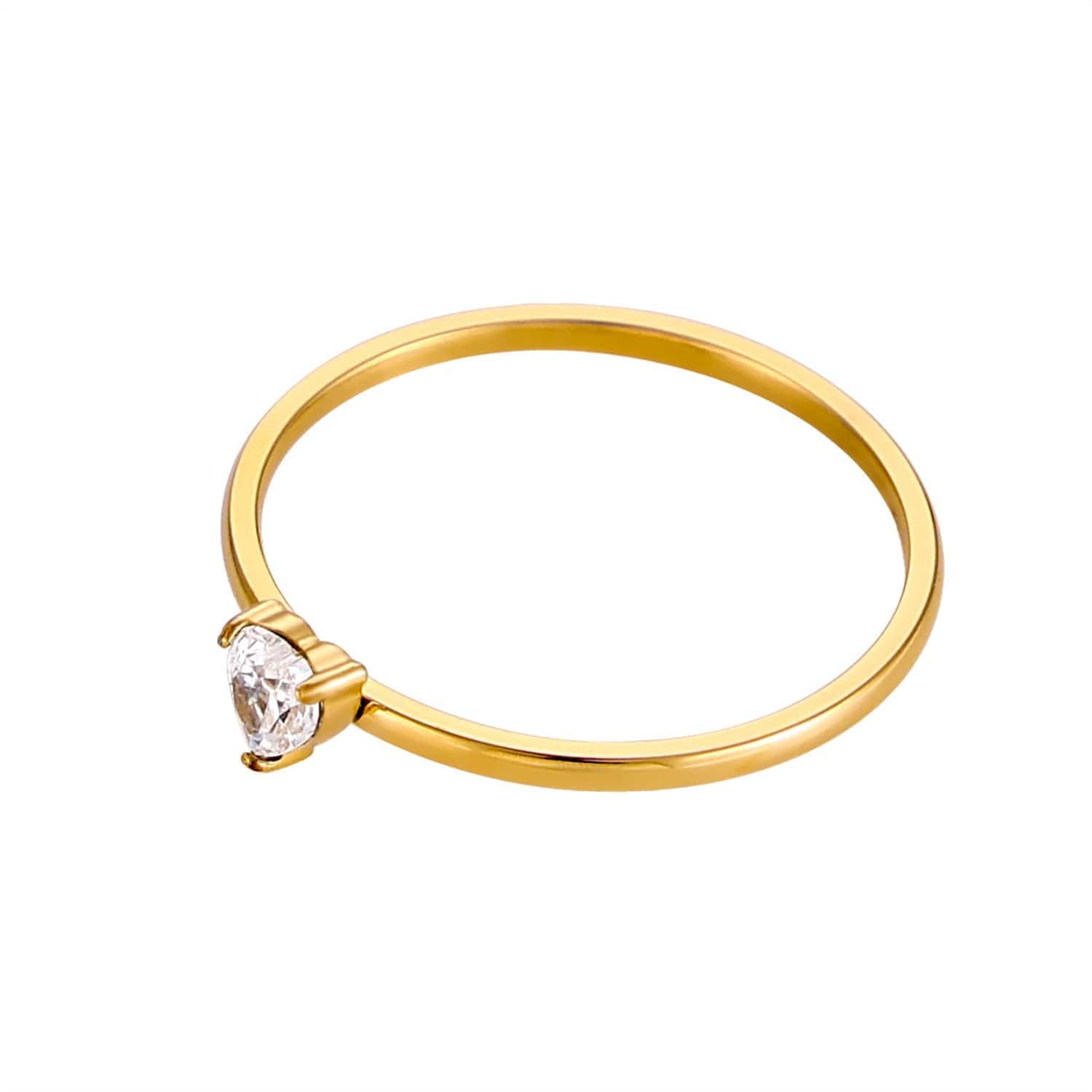 12-color Birthday Stone Peach Heart Zircon Ring - 18k White / No 5 - electronic accessories