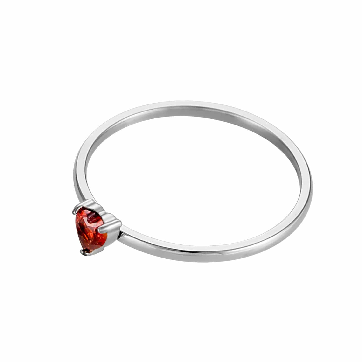 12-color Birthday Stone Peach Heart Zircon Ring - Steel Red / No 5 - electronic accessories