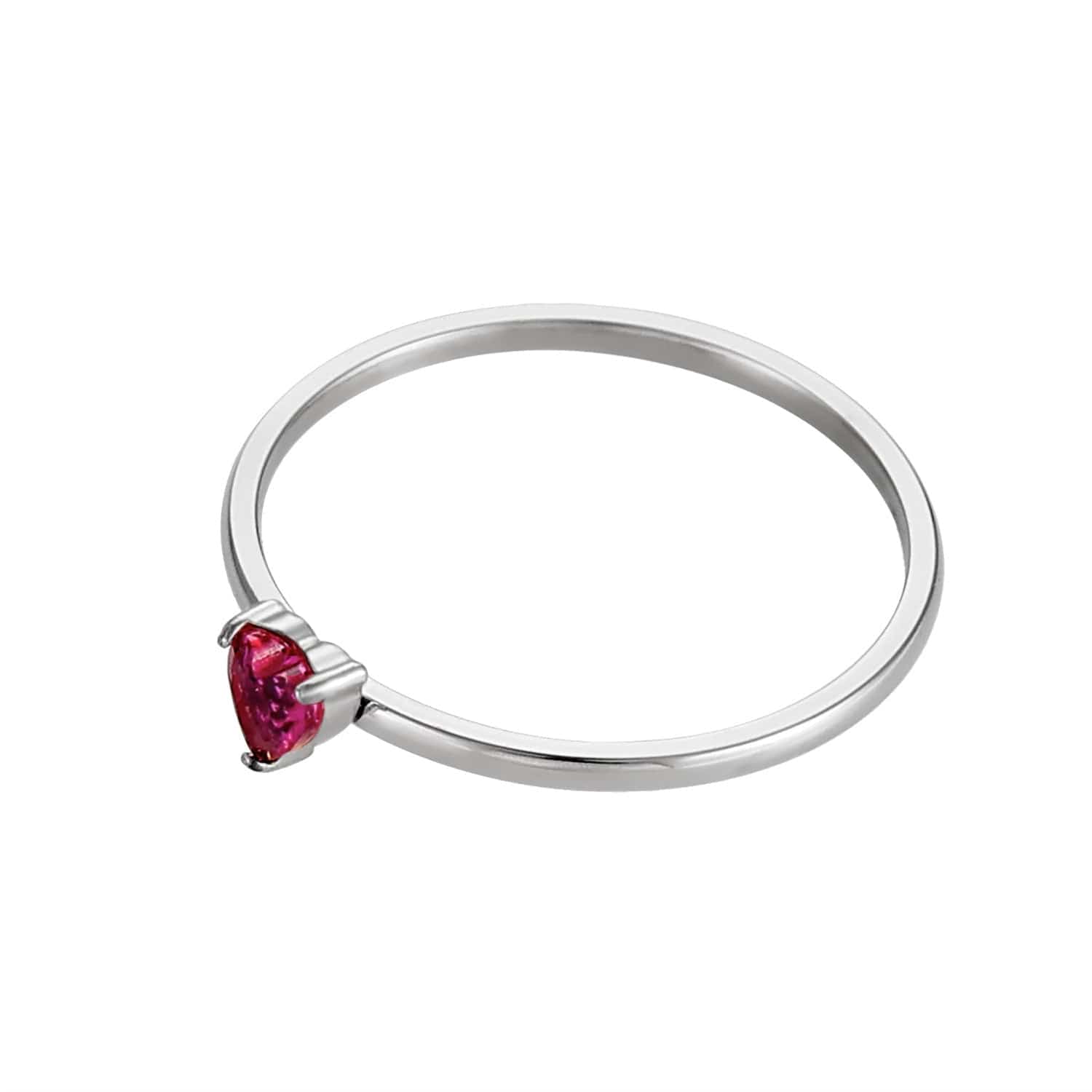 12-color Birthday Stone Peach Heart Zircon Ring - Steel Rose Red / No 5 - electronic accessories