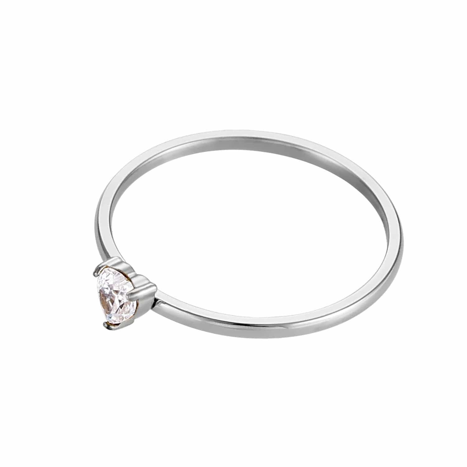 12-color Birthday Stone Peach Heart Zircon Ring - Steel White / No 5 - electronic accessories