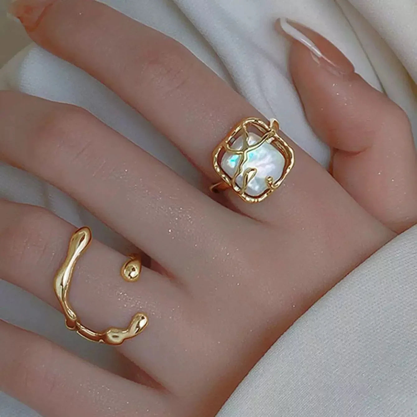 12PCS Set Irregular Geometric Ring