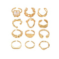 12PCS Set Irregular Geometric Ring