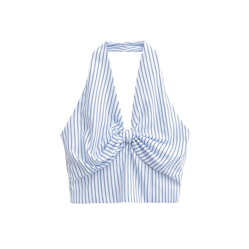 Striped Halter Backless Smocking Sling - Norellé