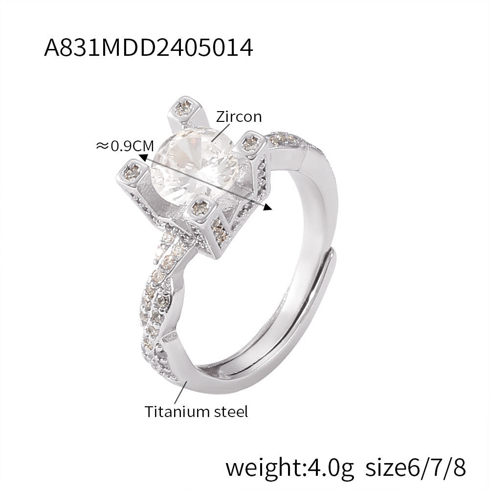 18K Gold Retro Easy Matching Design Geometric Inlaid Zircon Ring - Norellé
