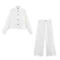 Hollow Embroidered Jacket Wide Leg Trousers - Norellé