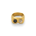 18K Real Gold Plating INS Personalized Hip Hop Two-color Different Pupil Zircon Ring - Norellé