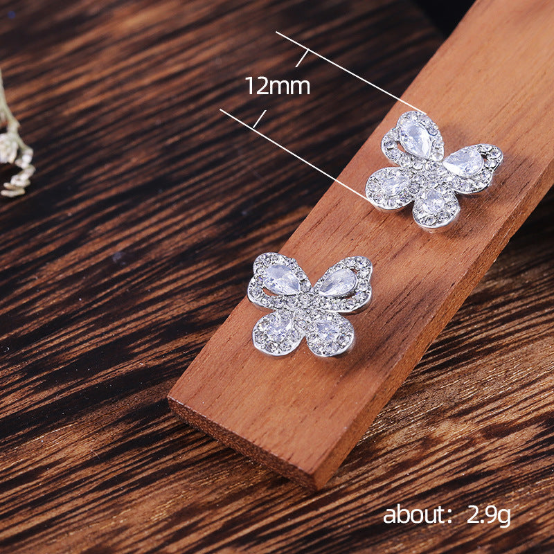 Girl Copper Spot Drill Butterfly Earrings - Norellé