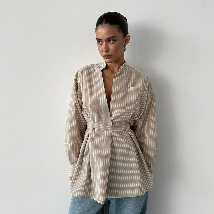 Female Simple All-match Long Sleeves Tied Top - Norellé