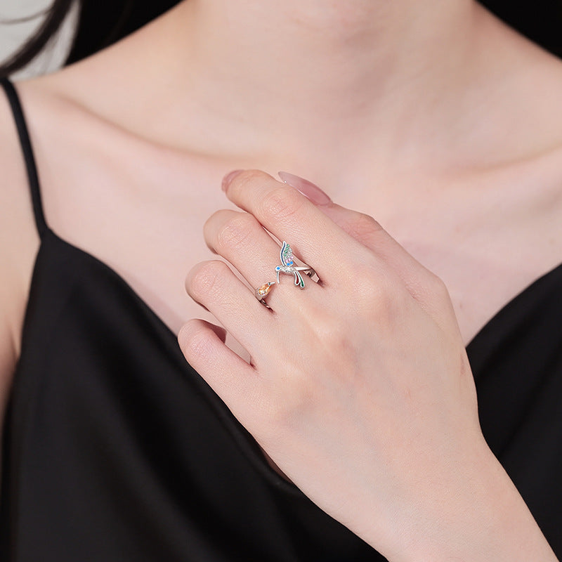 Adjustable Hummingbird Ring Female Fashion Simple - Norellé