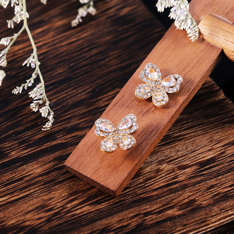 Girl Copper Spot Drill Butterfly Earrings - Norellé