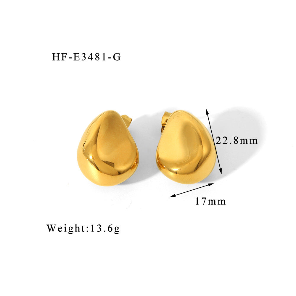 18K Gold High-grade Titanium Steel Simple Women’s Ear Studs - HFE3481G - electronic accessories