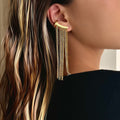 18K Real Gold Plating Titanium Steel Line Drape Ear Clip - Single - electronic accessories
